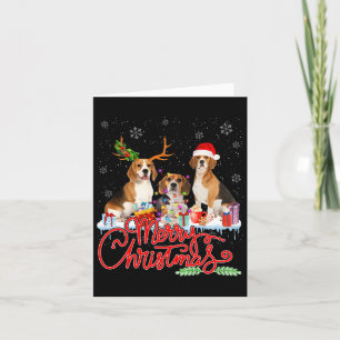 Merry Christmas Beagle Dog Santa Reindeer Light Xm Card