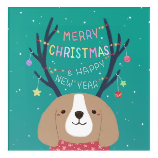 Merry Christmas: Beagle Illustration Art (Front)