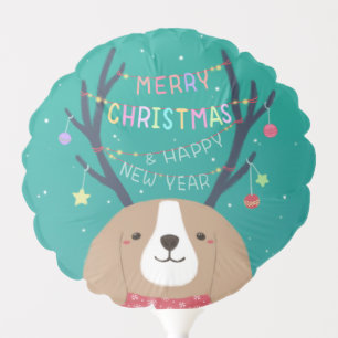 Merry Christmas: Beagle Illustration Art Balloon
