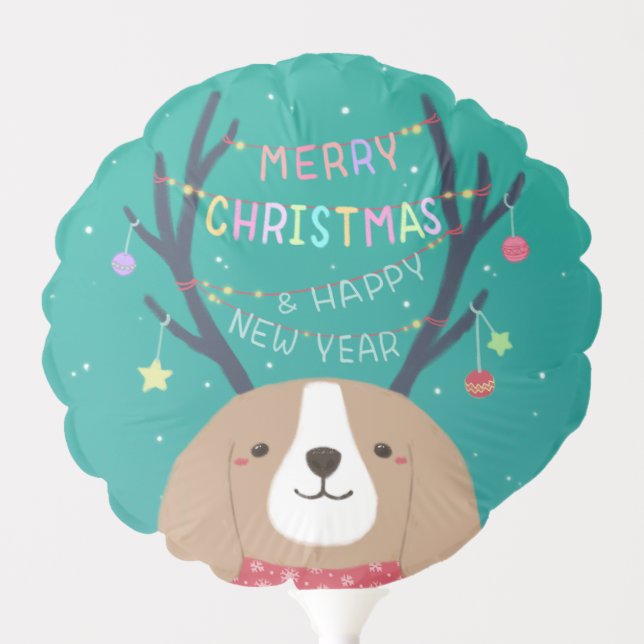 Merry Christmas: Beagle Illustration Art Balloon (Front)
