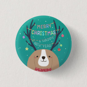 Merry Christmas: Beagle Illustration Art Button