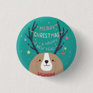 Merry Christmas: Beagle Illustration Art Button