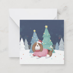 Merry Christmas: Beagle Illustration Art Note Card
