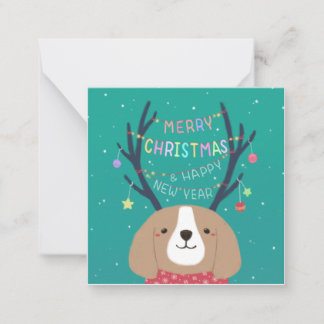 Merry Christmas: Beagle Illustration Art Note Card