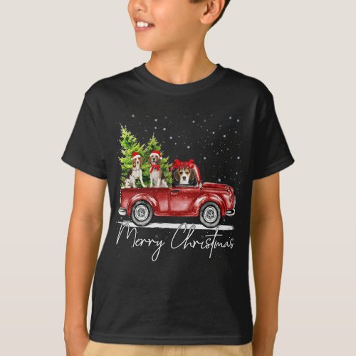 Merry Christmas Beagle Lover Santa Light Reindeer  T_Shirt