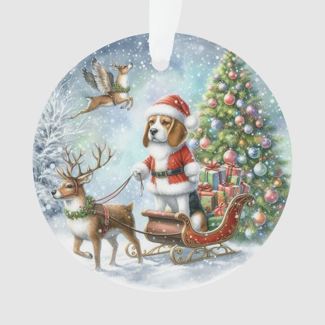 MERRY CHRISTMAS BEAGLE ORNAMENT (Front)