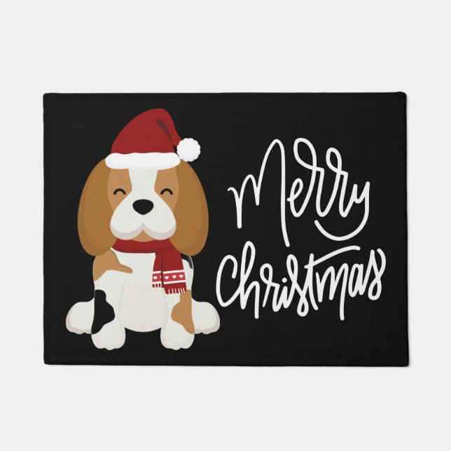 Merry Christmas | Beagle Santa Claus Doormat (Front)