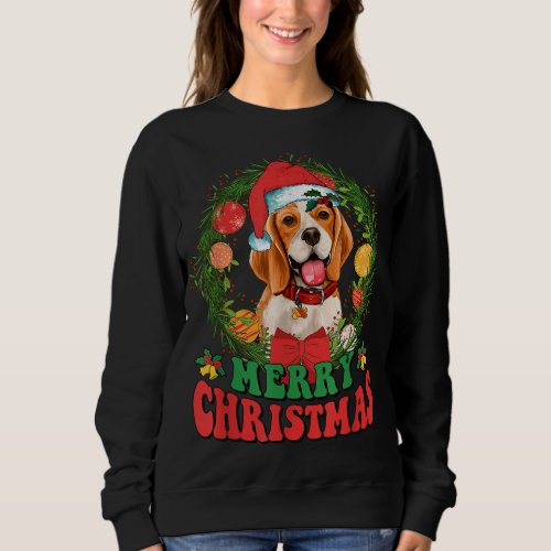 Merry Christmas Beagle Santa Hat Dog Lover Ugly Sw Sweatshirt