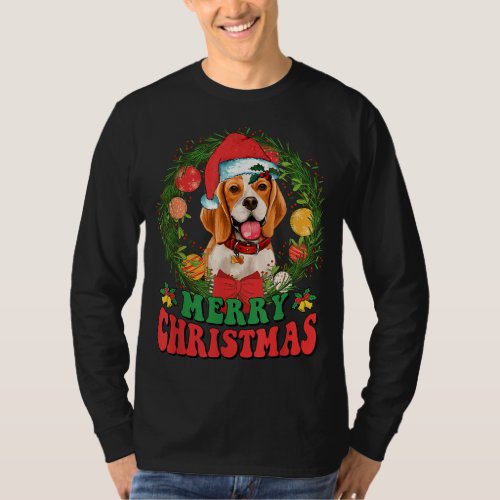 Merry Christmas Beagle Santa Hat Dog Lover Ugly Sw T_Shirt