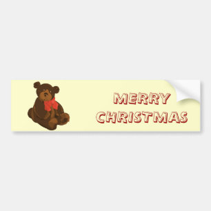 Merry Christmas Bear Bumper Sticker