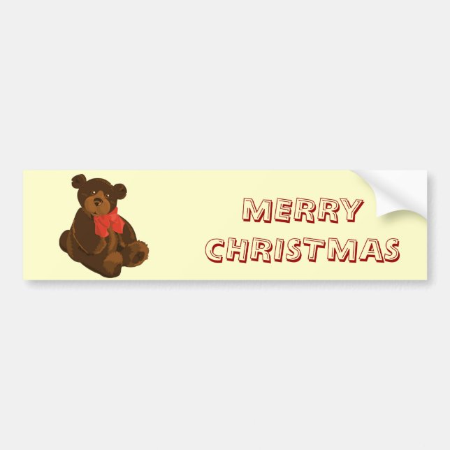Merry Christmas Bear Bumper Sticker (Front)