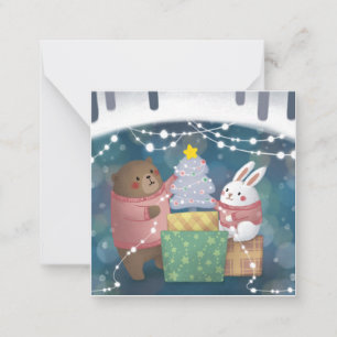 Merry Christmas: Bear & Bunny Note Card