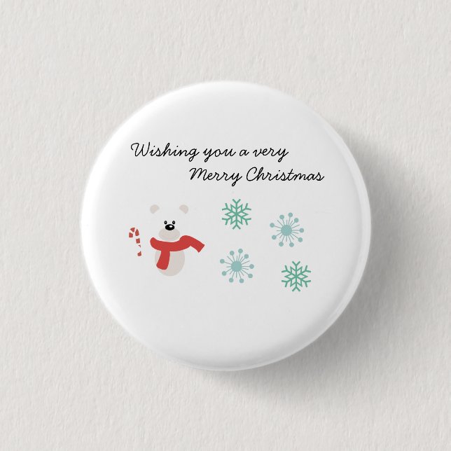 Merry Christmas Bear Button (Front)