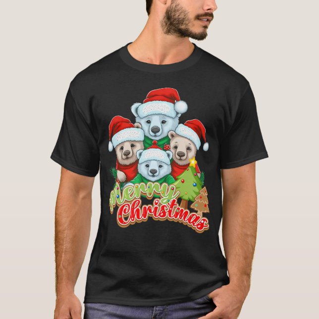 Merry Christmas Bear Familly T-Shirt (Front)