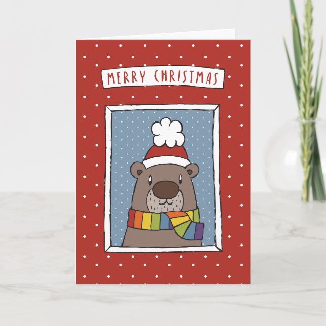Merry Christmas Bear. Holiday Card (Front)