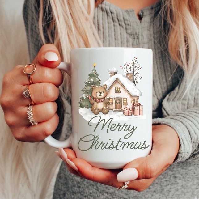 Merry Christmas Bear Mug for Family or Coworkers (christmas decor gift, christmas mug for her, christmas mug for him, coworker christmas gift,)