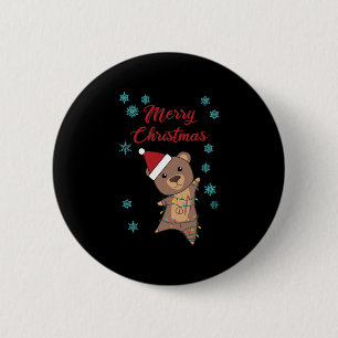 Merry Christmas Bear Snow Winter Bear Teddy Button