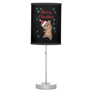 Merry Christmas Bear Snow Winter Bear Teddy Table Lamp