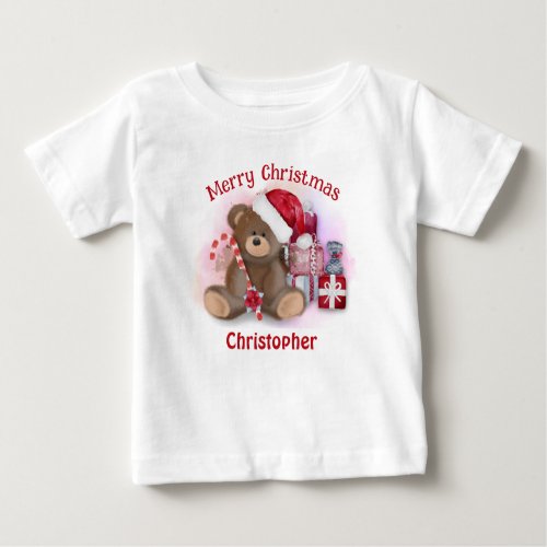 Merry Christmas Bear Toddler Kids Baby Christmas  Baby T_Shirt