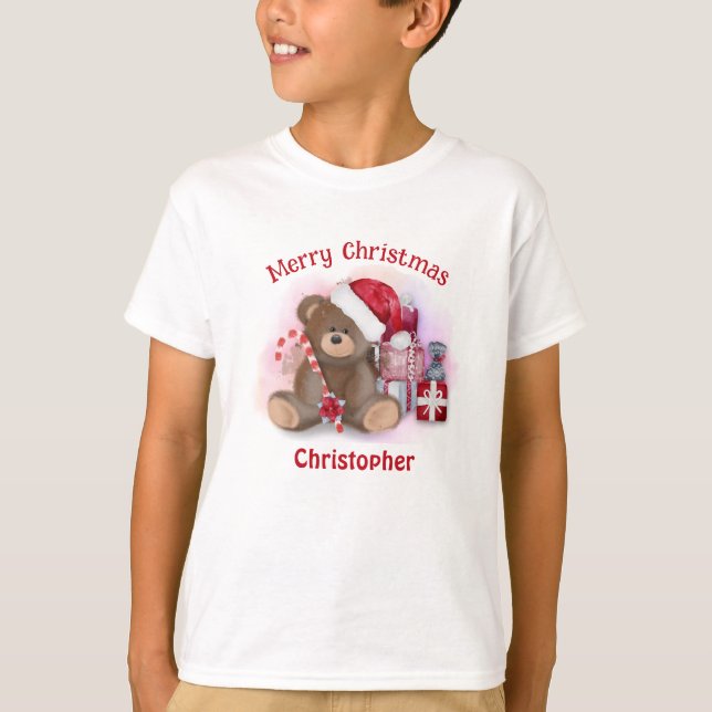 Merry Christmas Bear Toddler Kids Christmas  T-Shirt (Front)