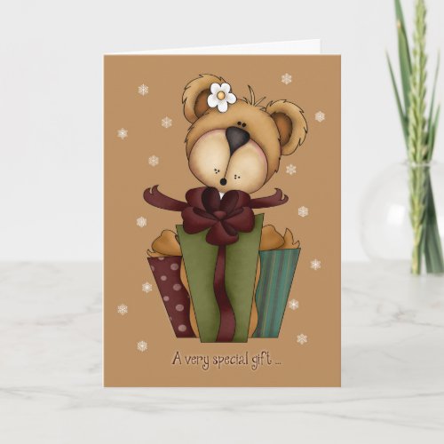 Merry Christmas Bear with GiftMoney Enclosed Holiday Card
