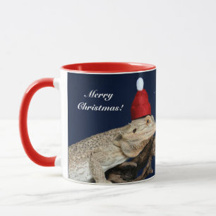 Merry Christmas Bearded Dragon Lizard - Santa Hat Mug