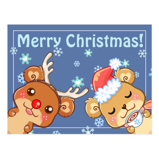 Merry Christmas Bears Postcard