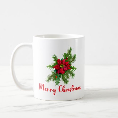 Merry Christmas Beautiful Red Poinsettia Womens  Coffee Mug