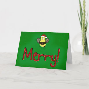Merry Christmas Bee Merry Paper Greeting Card