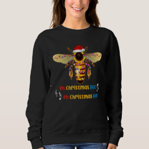 Merry Christmas Bee Santa Hat Light Christmas Musi Sweatshirt