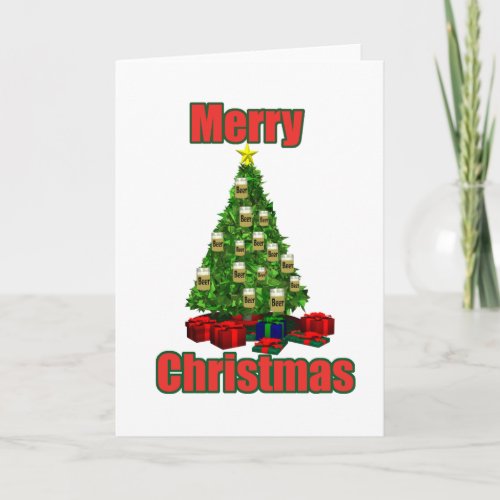 Merry christmas beer tree holiday card
