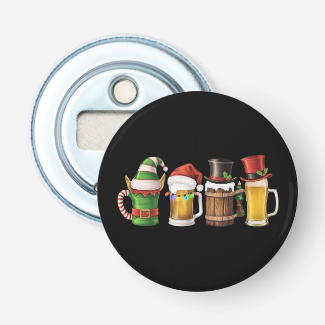 Merry Christmas Beers Drinking Santa Beer Lover  Bottle Opener (Front)