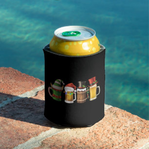 Merry Christmas Beers Drinking Santa Beer Lover  Can Cooler