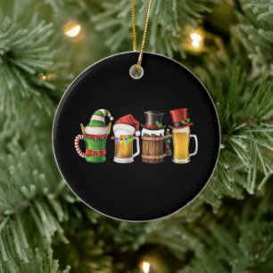 Merry Christmas Beers Drinking Santa Beer Lover  Ceramic Ornament