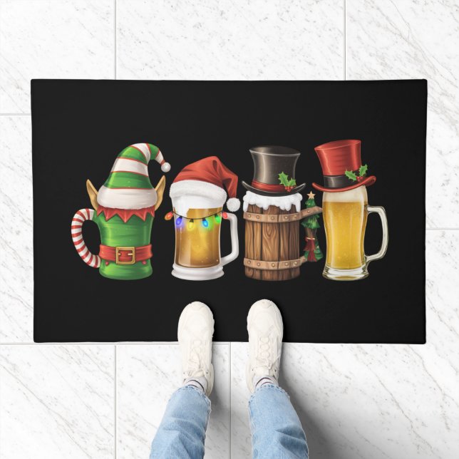 Merry Christmas Beers Drinking Santa Beer Lover  Doormat (Indoor)