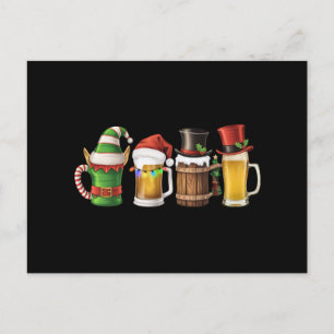 Merry Christmas Beers Drinking Santa Beer Lover  Holiday Postcard