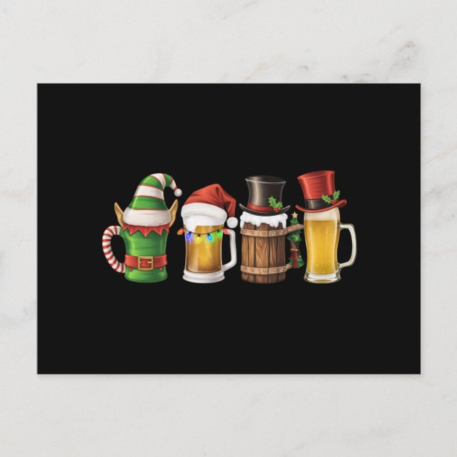 Merry Christmas Beers Drinking Santa Beer Lover  Holiday Postcard (Front)