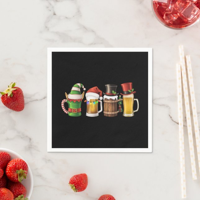 Merry Christmas Beers Drinking Santa Beer Lover  Napkins (Insitu)