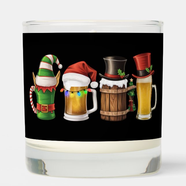 Merry Christmas Beers Drinking Santa Beer Lover  Scented Candle (Front)
