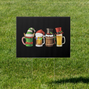 Merry Christmas Beers Drinking Santa Beer Lover  Sign