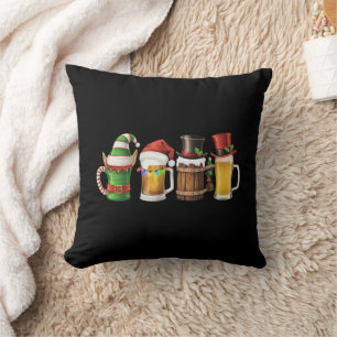 Merry Christmas Beers Drinking Santa Beer Lover Throw Pillow