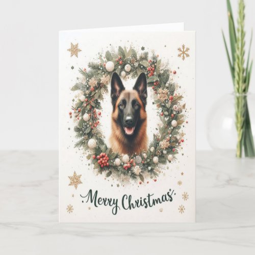 Merry Christmas Belgian Malinois Dog Xmas Holiday Card