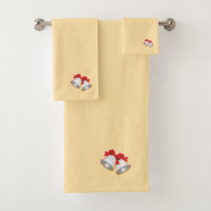 Merry Christmas Bells Cream    Bath Towel Set