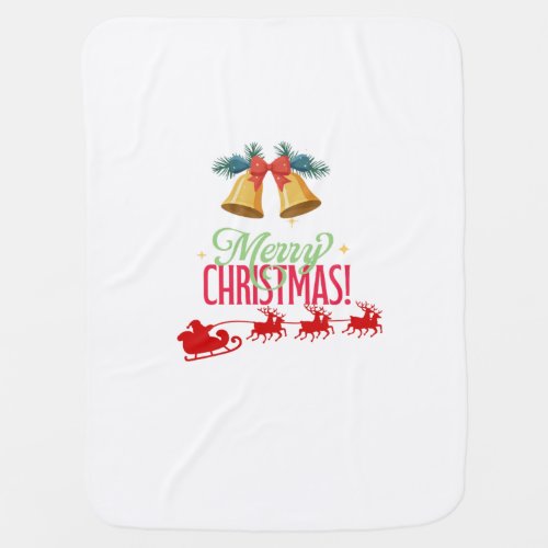 Merry Christmas – Bells & Santa Sleigh Design Baby Blanket