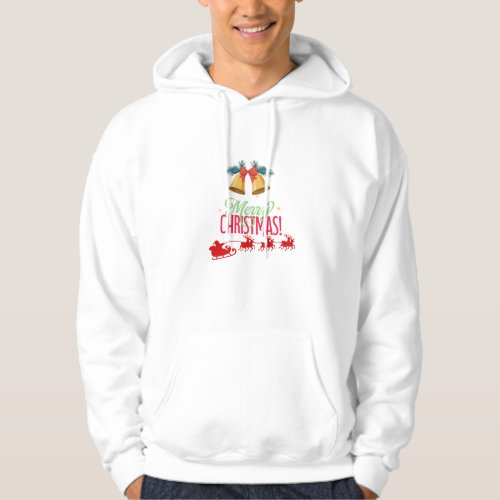 Merry Christmas – Bells & Santa Sleigh Design Hoodie