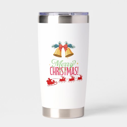 Merry Christmas – Bells & Santa Sleigh Design Insulated Tumbler