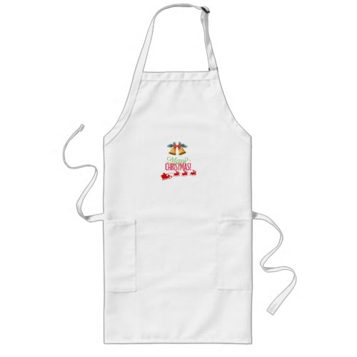 Merry Christmas – Bells & Santa Sleigh Design Long Apron