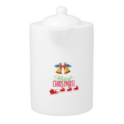 Merry Christmas – Bells & Santa Sleigh Design Teapot