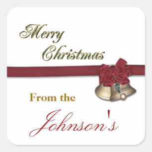 Merry Christmas Bells Square Sticker