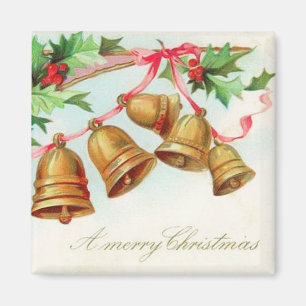 Merry Christmas Bells Vintage Magnet